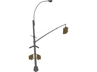 NYC Street Traffic Light 3D Model