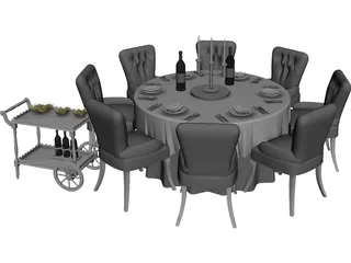 Kitchen Table with Chairs 3D Model