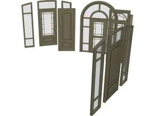 Wood Doors Collection 3D Model