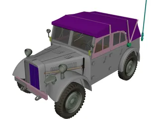 Stoewer Kfz.2 German Army Car 3D Model