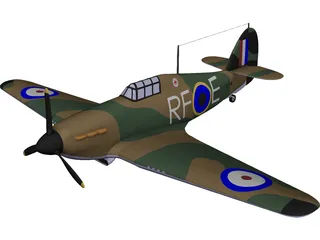Hawker Hurricane Mk. I CAD 3D Model