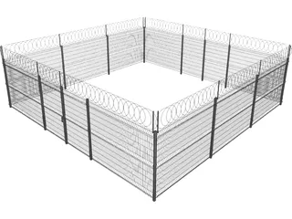 Metallic Fence 3D Model