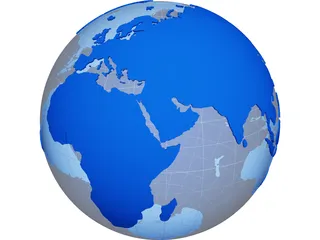 Globe Map Geopolitical Extruded 3D Model