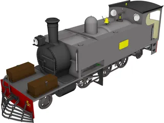 Narrow Gauge Steam Locomotive 3D Model