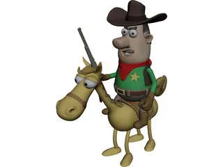 Cowboy with Horse 3D Model