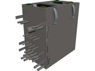 RJ45 Double Connector CAD 3D Model
