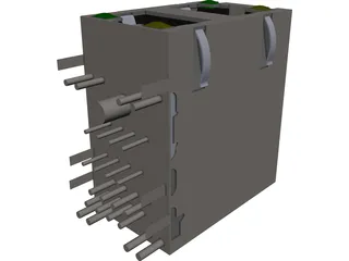 RJ45 Double Connector 3D Model