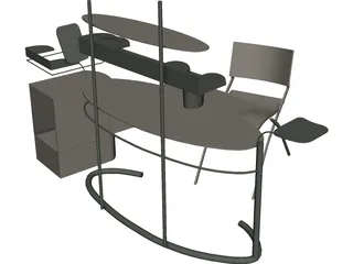 Computer Desk Set 3D Model