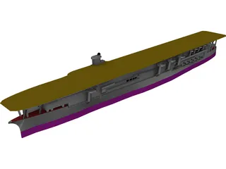 IJN Kaga Aircraft Carrier 3D Model