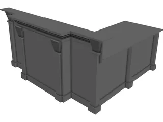 Desk L-Shaped Reception 3D Model