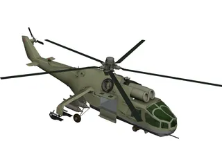 Mil Mi-24 Hind B 3D Model 3D Preview