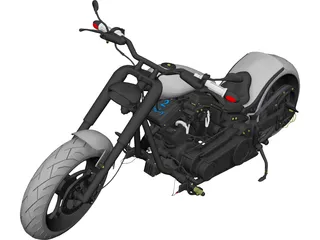 Custom Chopper Motorcycle 3D Model 3D Preview