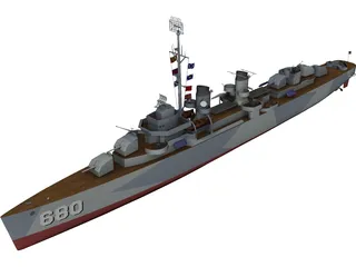 USS Fletcher 3D Model