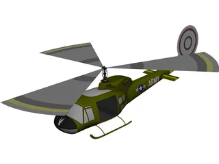 Bell UH1-B Huey CAD 3D Model