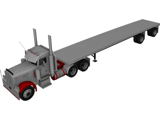 Peterbilt Semi Tractor-Trailer 3D Model