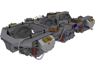Bogie 3 Axle CAD 3D Model
