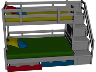 Kids Colour Bed 3D Model