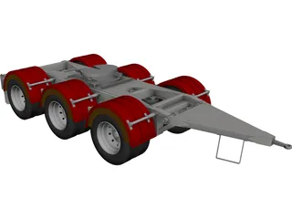 Tri-Axle Dolly 1540 Axle Centers CAD 3D Model