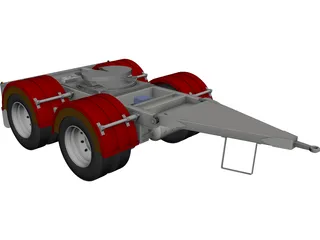 Tandem Axle Dolly 1540 Axle Centers CAD 3D Model