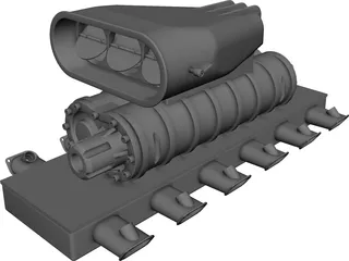 Intake Manifold with Supercharger CAD 3D Model