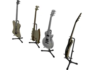 Electric Guitars Collection 3D Model 3D Preview