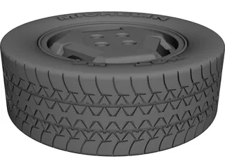 Wheel with Tyre CAD 3D Model