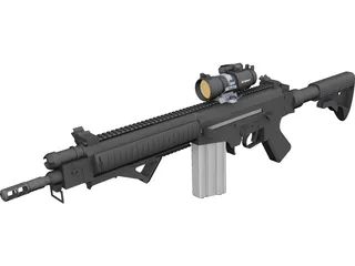 FN FAL Custom Rifle with Aimpoint Scope 3D Model