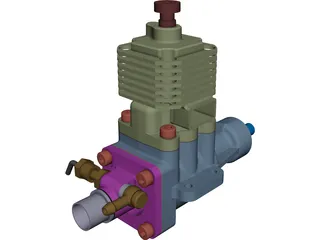 Ethanol RC Auto Combustion Engine CAD 3D Model