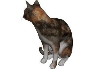 Cat Sitting Red Haired 3D Model