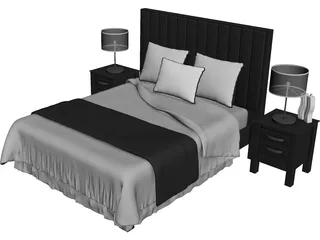 Double Bed 3D Model 3D Preview