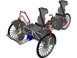 Human Power Hybrid Vehicle CAD 3D Model