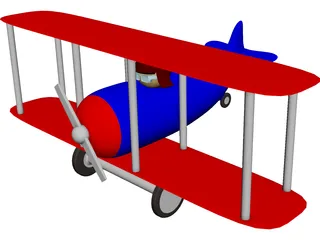 Cartoon Toy Airplane 3D Model