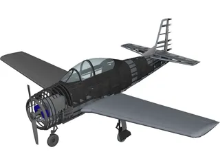 North American T-28 Trojan RC Airplane 3D Model 3D Preview
