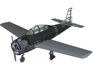 North American T-28 Trojan RC Airplane 3D Model