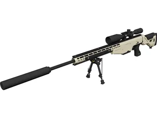 .338 Lapua Magnum Sniper Rifle CAD 3D Model