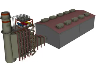 Gas Power Plant 3D Model