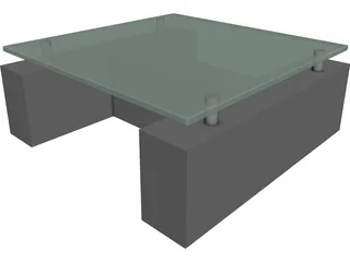 Coffee Table with Glass 3D Model