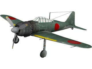 A6M Zero with Landing Gear 3D Model