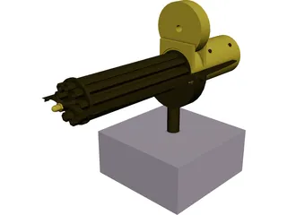 Gatling Gun Hand-Crank 3D Model