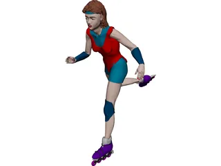 Woman with Scates 3D Model