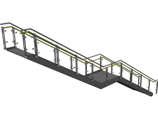 Stair with Glass Rail 3D Model