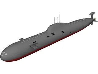 Soviet Akula Attack Submarine 3D Model