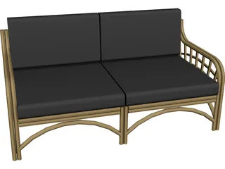 Sofa Bambu and Rattan 3D Model