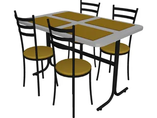 Table And Chairs Snack Bar 3D Model 3D Preview