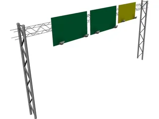 Highway Truss with Signs 3D Model