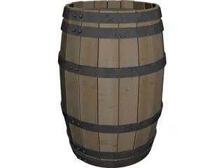 Wooden Barrel 3D Model