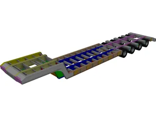 Trailer Lowboy CAD 3D Model