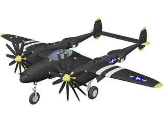 Lockheed P-38J Lightning 3D Model