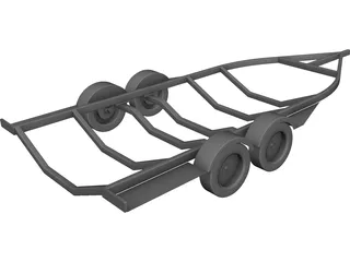 Boat Trailer CAD 3D Model