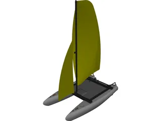 Small Catamaran CAD 3D Model